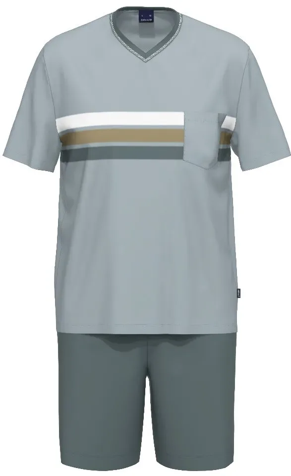 Ammann heren pyjama: Licht blauw, korte mouw ( AMM.622 )