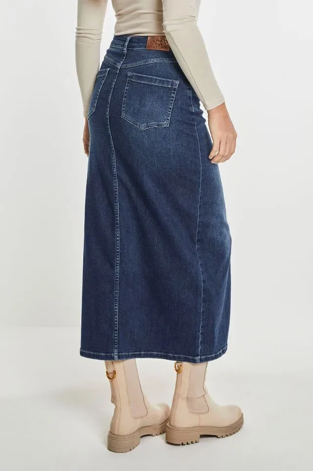 Para Mi Jeans Rok: Jealey, Dark Used, met split vooraan ( PARA.324 )