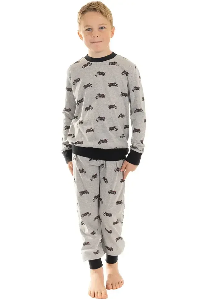 Pastunette Jongens Pyjama: Moto's, Grijs ( PAS.38 )
