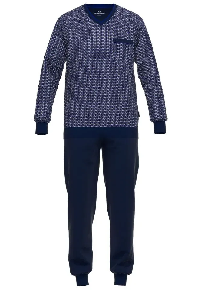 Gotzburg Heren Pyjama: Blauw, V hals, lange mouwen ( CEC.21 )