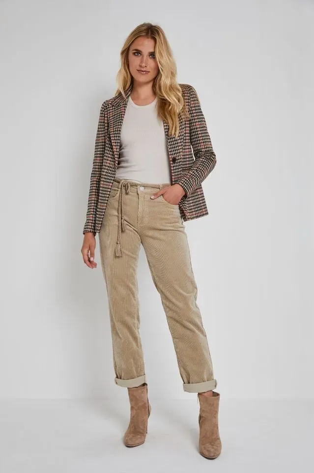 Para Mi Dames broek: Bobby, Vintage Corduroy, Beige Marble, ( Ribfluweel ) ( PARA.330 )