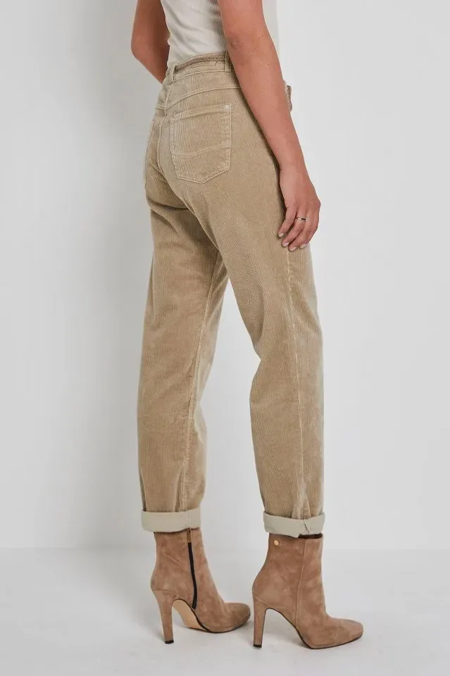 Para Mi Dames broek: Bobby, Vintage Corduroy, Beige Marble, ( Ribfluweel ) ( PARA.330 )