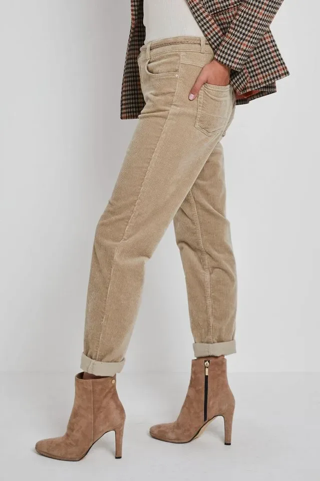 Para Mi Dames broek: Bobby, Vintage Corduroy, Beige Marble, ( Ribfluweel ) ( PARA.330 )