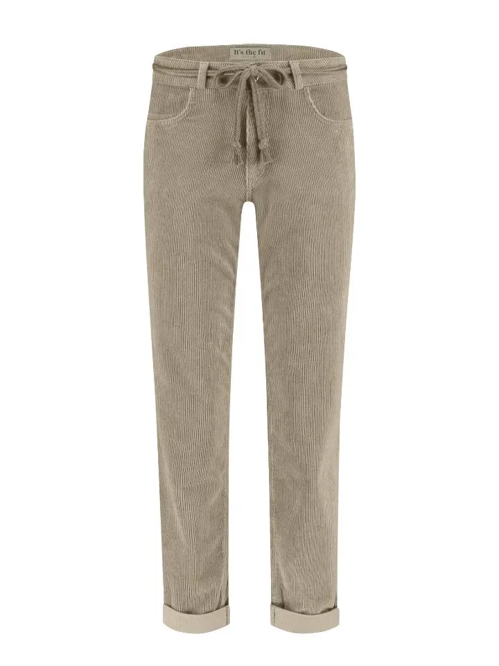 Para Mi Dames broek: Bobby, Vintage Corduroy, Beige Marble, ( Ribfluweel ) ( PARA.330 )
