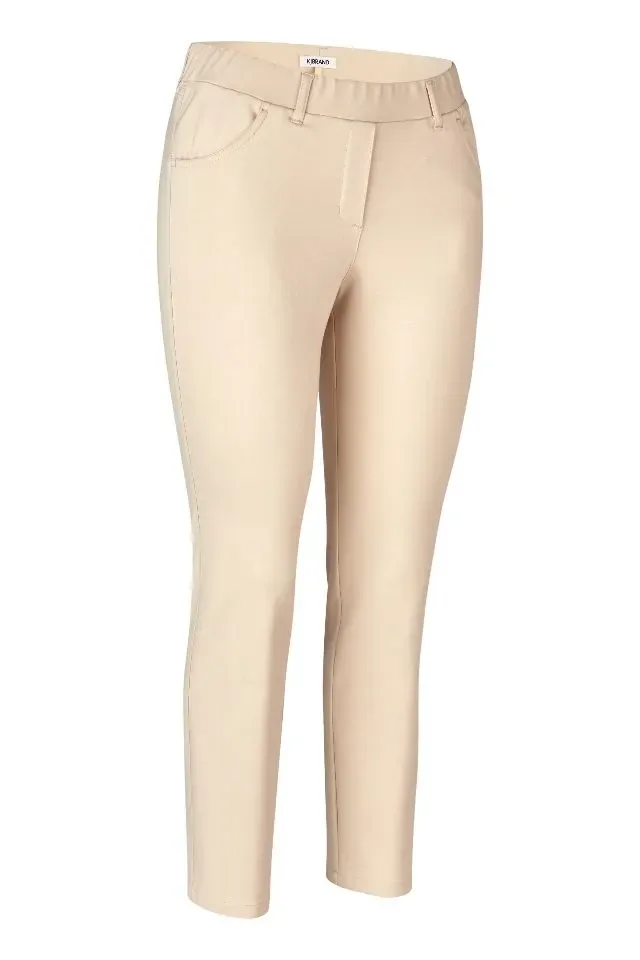 KJ Brand Broek Jenny: Beige, Elastiek in de lenden ( BRA.318 )