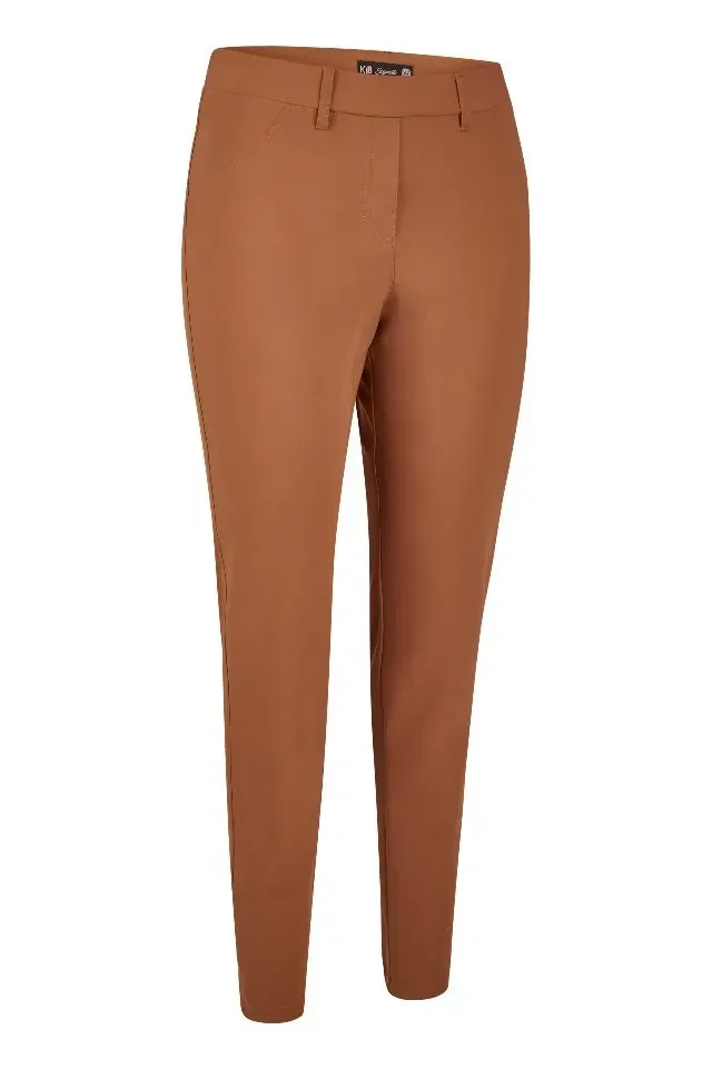 KJ Brand Broek: Camel, Elastiek in de lenden, ( luxe broek ) ( BRA.316 )