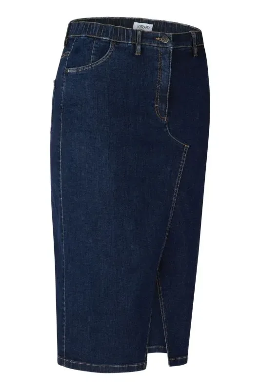 KJ Brand Rok: Jeansrok, met split, elastiek en knoop ( BRA.314 )
