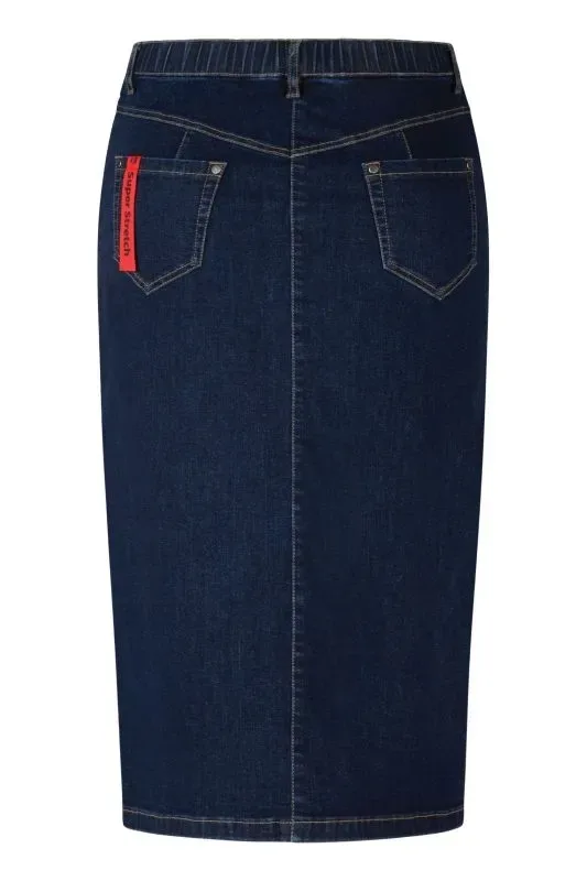 KJ Brand Rok: Jeansrok, met split, elastiek en knoop ( BRA.314 )
