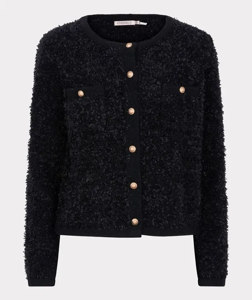 Esqualo zwarte gilet met knopen: harige stof ( ESQ.282 )