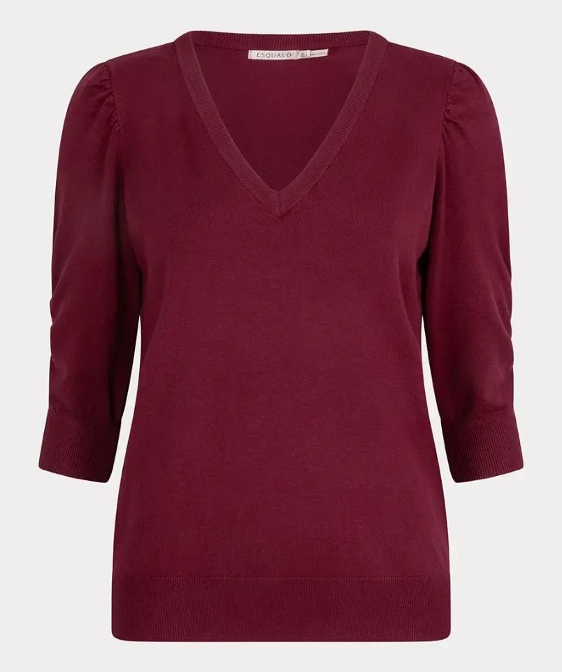 Esqualo Pull: bordeau, 3/4 mouw ( ESQ.284 )