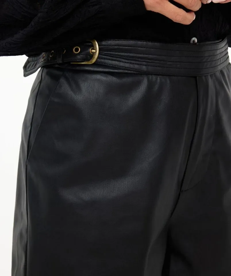 Esqualo Short: Vegan Leather, Zwart ( ESQ.285 )