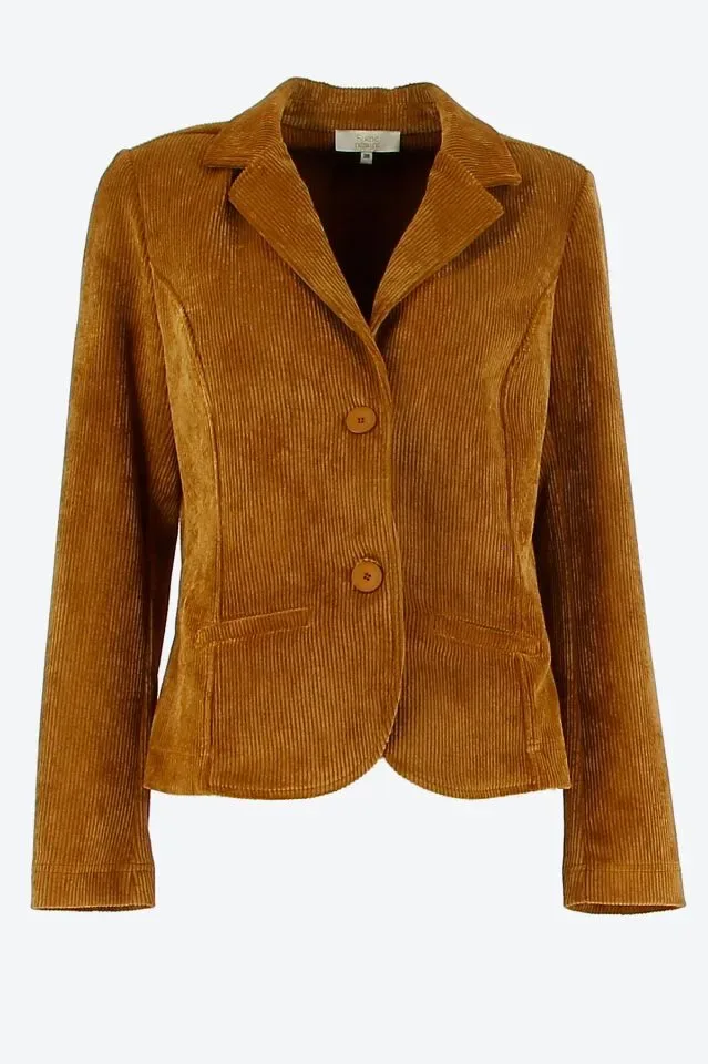 Signe Nature Blazer: Ribfluweel, ( OPGEPAST: BRIQUE KLEUR ) ( Signe.1265 )