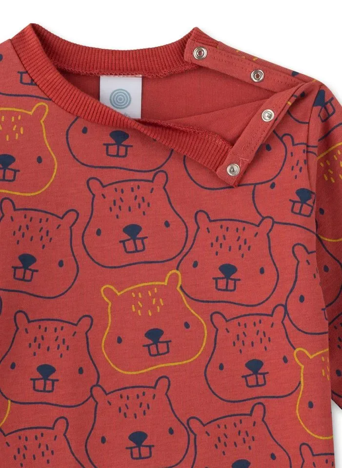 Sanetta Pyjama Jongens: Bever, 100% Katoen, vanaf 9maand ( SAN127 )