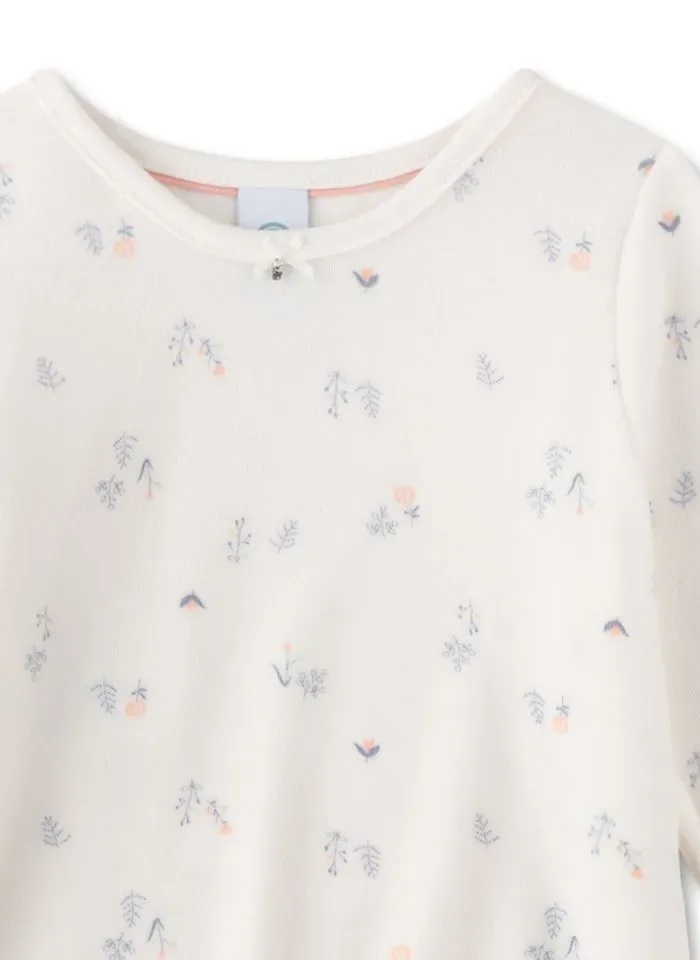 Sanetta Pyjama Meisjes: Velours, bloem motief ( SAN.134 )