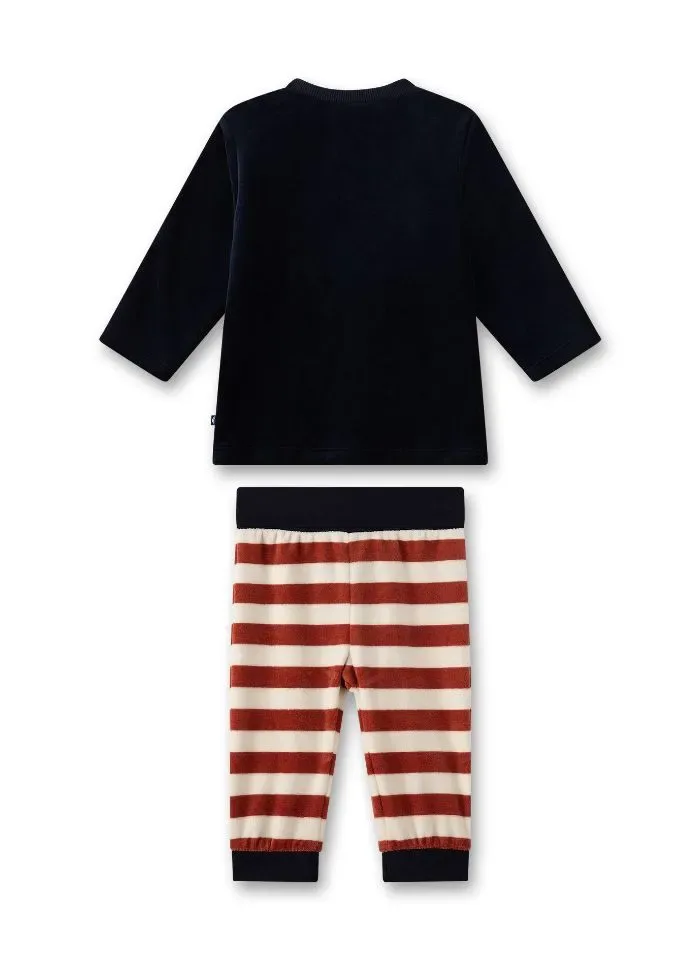 Sanetta Pyjama Jongens: Velours, helikopter, Donker blauw ( SAN.130 )