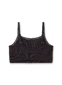 Sanetta Tiener top: Zwart, fijne rib, uitneembare pads ( SAN.145 )