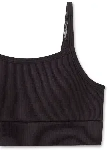 Sanetta Tiener top: Zwart, fijne rib, uitneembare pads ( SAN.145 )