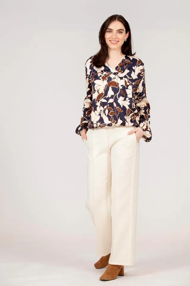 Punto Dames Bloes: Geprint, blauw / beige ( ONE.21 )