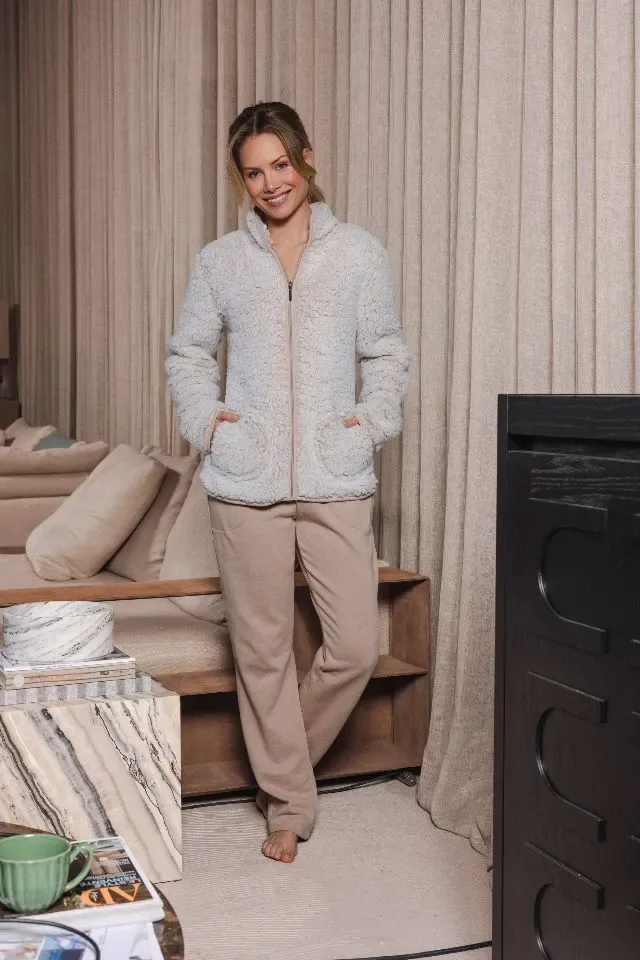 Pastunette Homewear Dames: Beige, vest met rits ( PAS.46 )