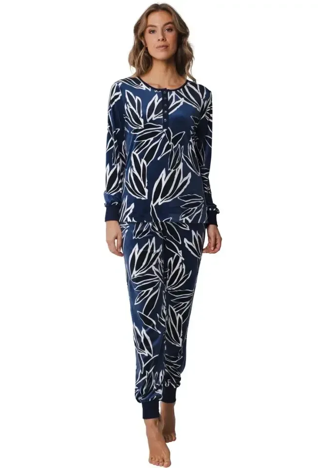 Pastunette Pyjama dames: Velours, blauw ( pas.43 )