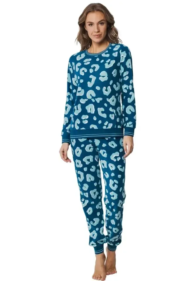 Pastunette Pyjama Dames: Licht blauw geprint, velours ( PAS.44 )