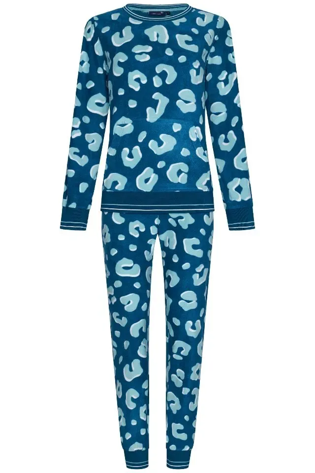 Pastunette Pyjama Dames: Licht blauw geprint, velours ( PAS.44 )