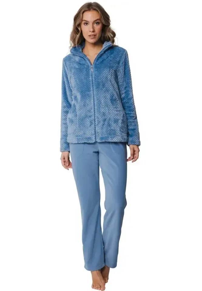Pastunette homewear Dames: Blauw met rits, Velours ( PAS.49 )