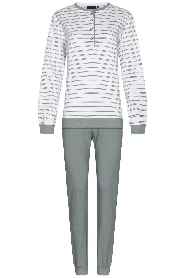 Pastunette pyjama dames: gestreept groen, interlock ( PAS.53 )