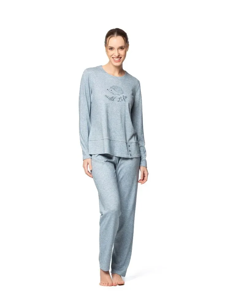 Egatex Pyjama Dames: Blauw, warm ( EGA.423 )
