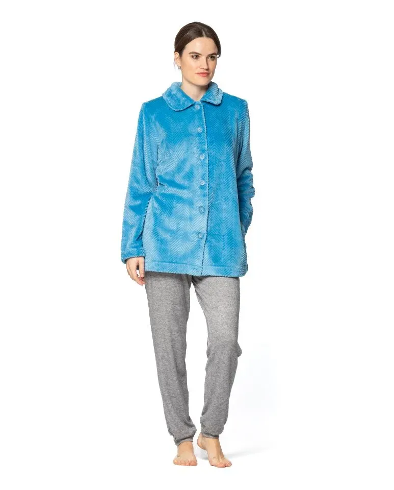 Egatex Kamerjas Dames: Blauw, met knopen, kort model ( EGA.440 )