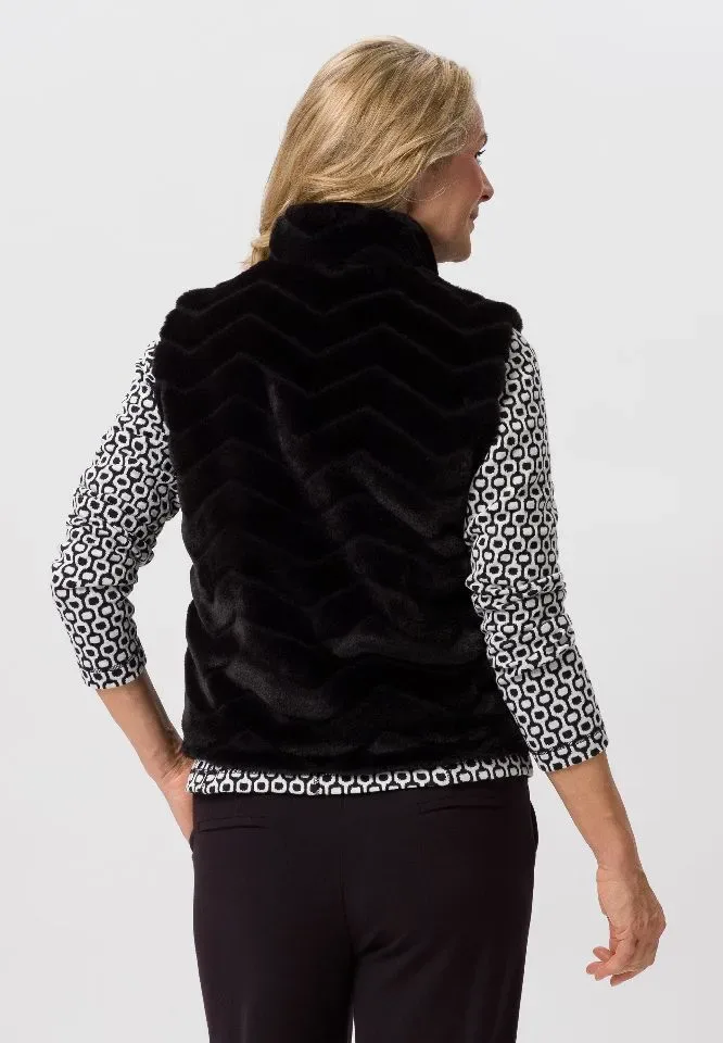 Frank Walder Bodywarmer: Zwart, bont jasje ( WAL.34 )