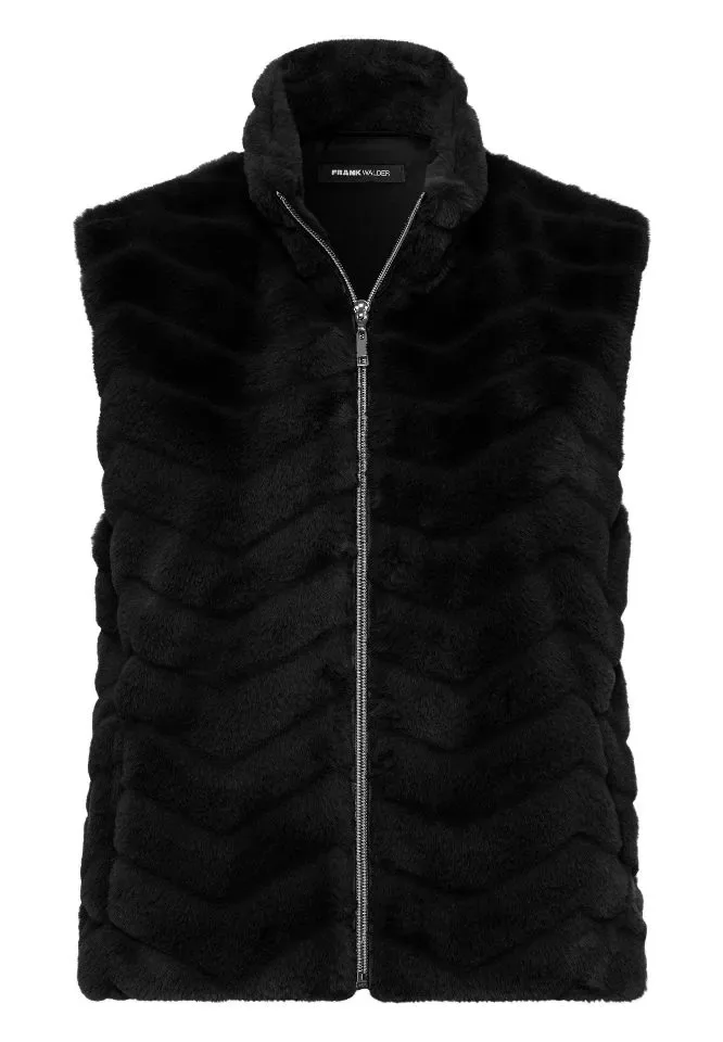 Frank Walder Bodywarmer: Zwart, bont jasje ( WAL.34 )