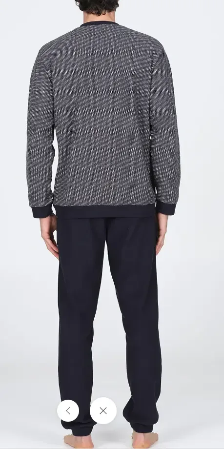 Alpina Heren Pyjama: Punto Milano, Blauw, tot 4XL ( 60 ) ( TEX.768 )