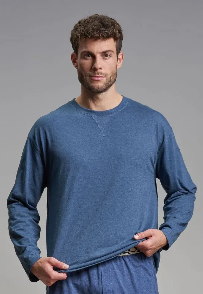 Tom Tailor Pyjama Heren: Flanel broek, effen shirt ( TOM.35 )