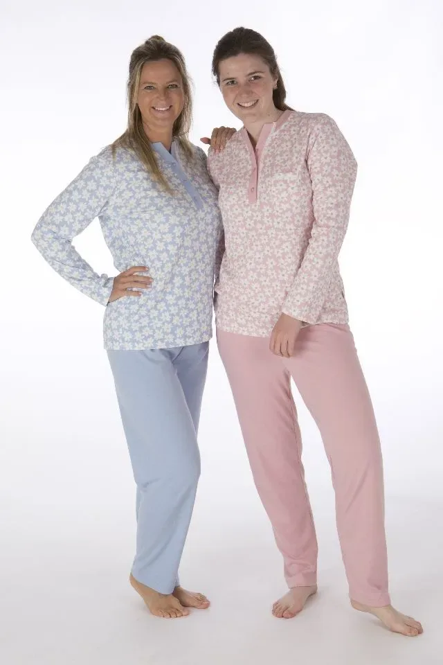 Perlina Dames Pyjama: Pippa, blauw, Interlock brushed ( Lina.66 )