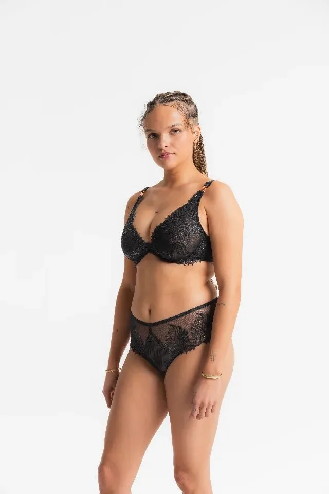 Louisa Bracq BH: Swan, Traigle, Zwart, Europese Maten ( SEC.406 )
