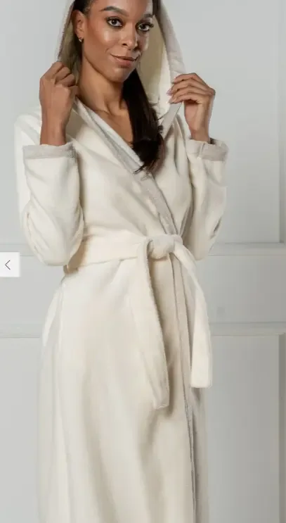 Belmanetti dames badjas: Cream, Luzern Bamboo, met kap ( BEM.3 )