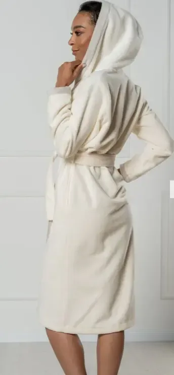 Belmanetti dames badjas: Cream, Luzern Bamboo, met kap ( BEM.3 )