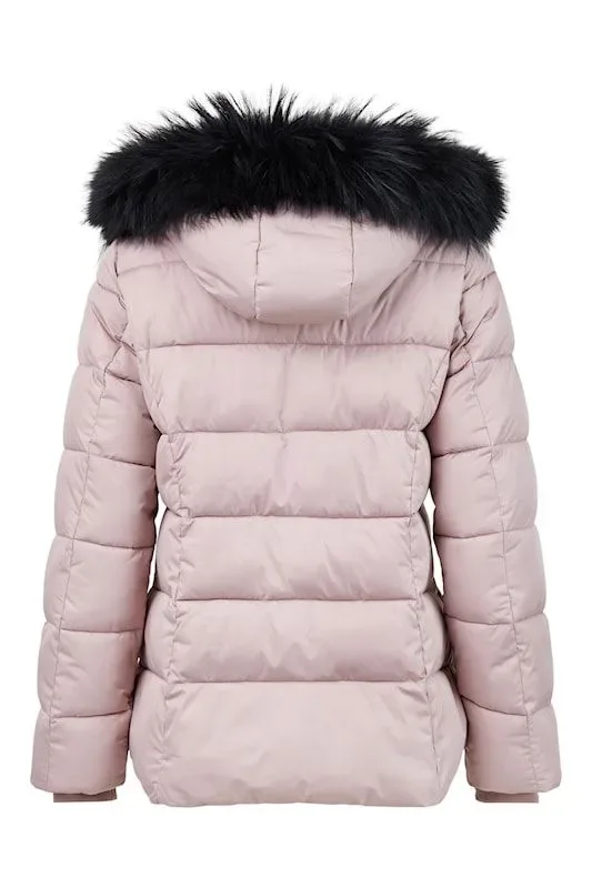 Frandsen winterjas: Pastel roze, met rits, afneembare kap ( FRA.13)
