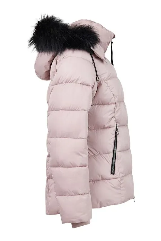 Frandsen winterjas: Pastel roze, met rits, afneembare kap ( FRA.13)