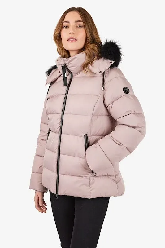 Frandsen winterjas: Pastel roze, met rits, afneembare kap ( FRA.13)