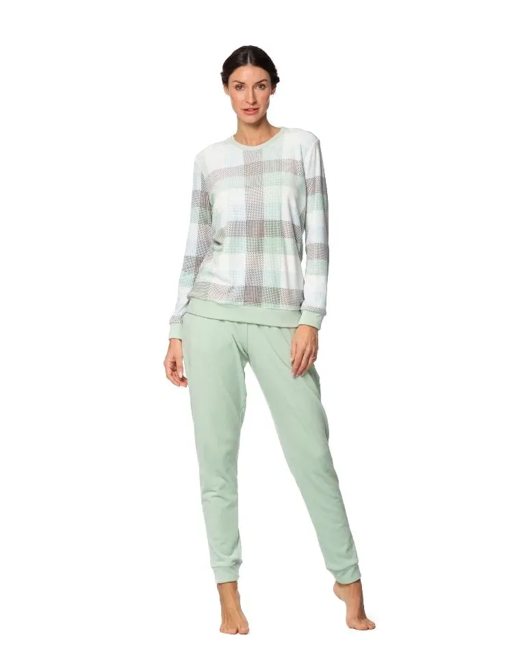 Egatex Dames Pyjama / Homewear: Velours, groen ( EGA.449 )