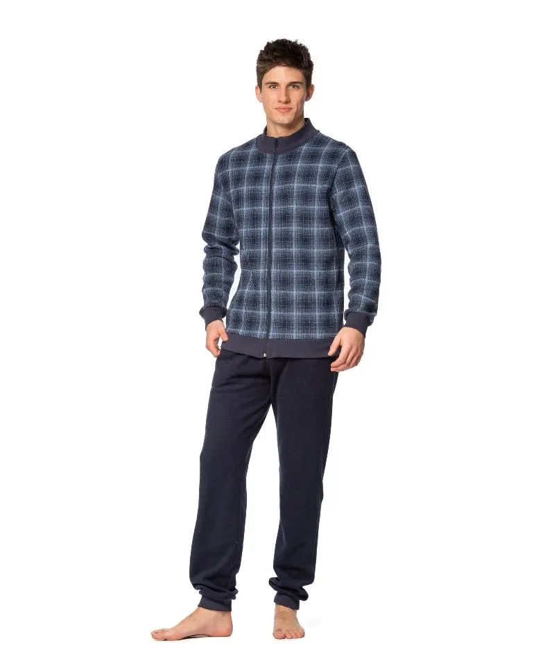 Egatex ( Soy ) Heren Jogging: blauw, met rits ( EGA.452 )