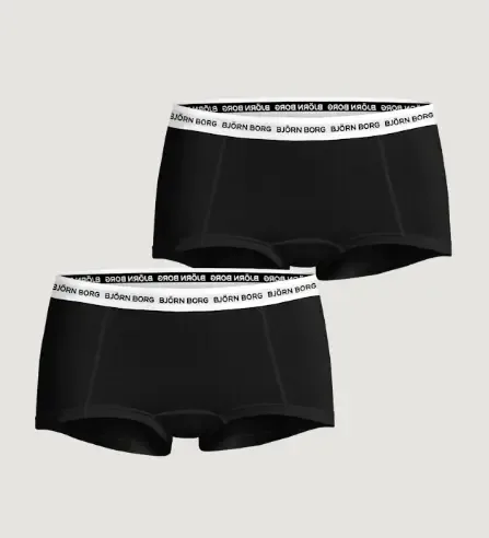 Björn Borg Dames shorty: Duopack, zwart, Core logo Minishorts ( BJO.5 )