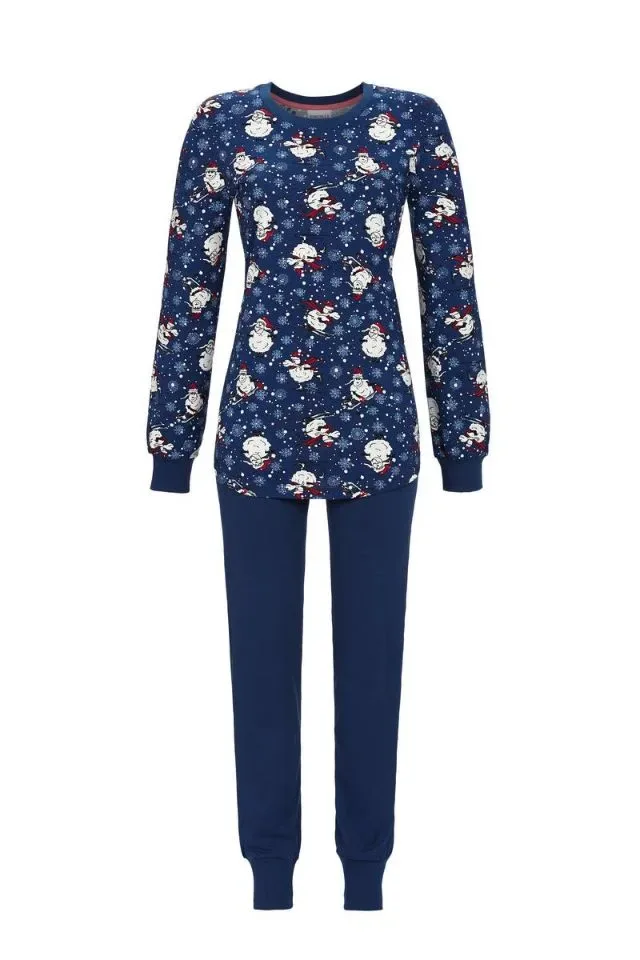 Ringella Dames pyjama: Kersteditie, donker blauw ( RIN.533 )