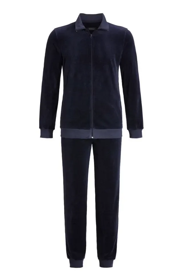 Ringella Heren homewear: blauw, met rits ( RIN.521 )
