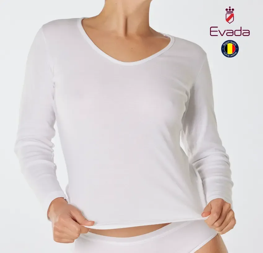 Evada Thermisch Onderhemd Dames: Wit, Lange mouwen ( DUL.16 )