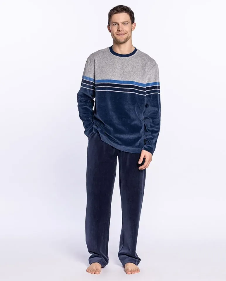 Punto Blanco heren pyjama: Showery, Velours, Blauw ( PUN.62 )