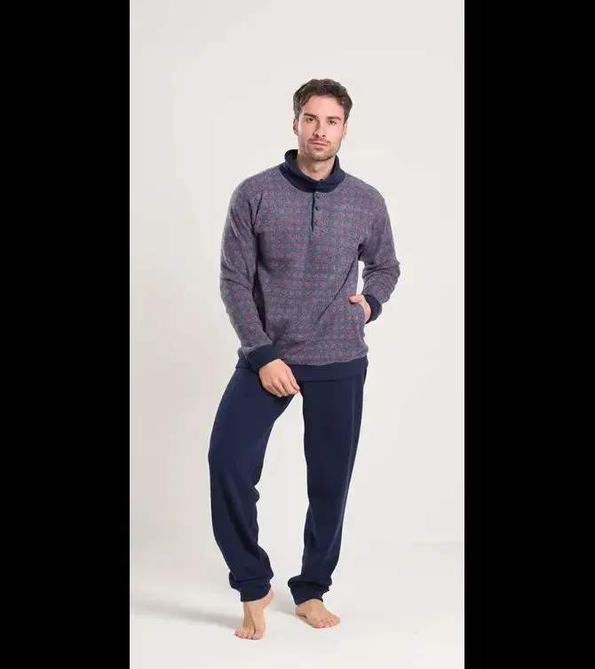 Gary Heren pyjama / home wear: Punto Milano, blauw ( GARY.107 )