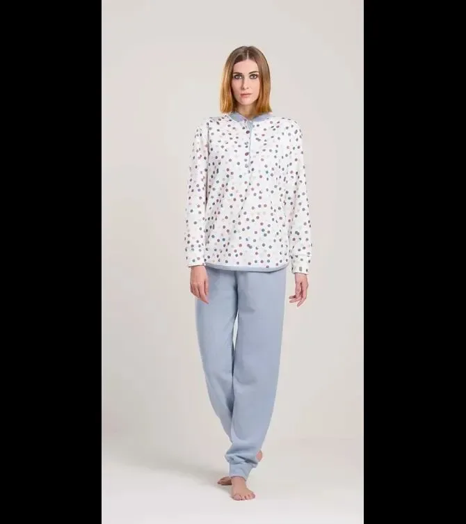 Gary Dames pyjama: Punto milano, Blauw ( GARY.111 )